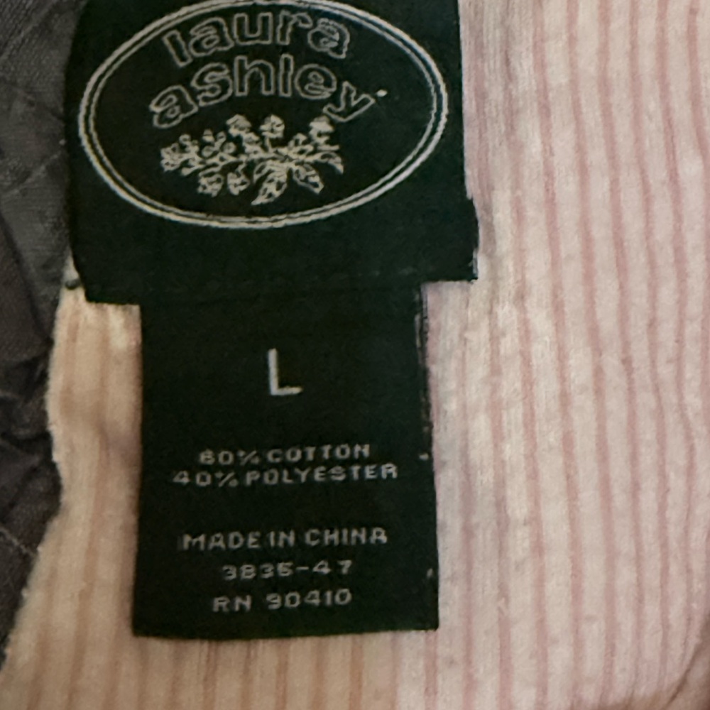Vintage Laura Ashley Pink Stripe Pajama Set Sz L Cotton Blend “Mom” Embroidery - Picture 4 of 7